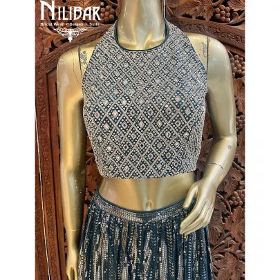 Pine Georgette Indo Western Palazzo Set