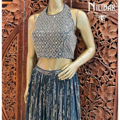 Pine Georgette Indo Western Palazzo Set