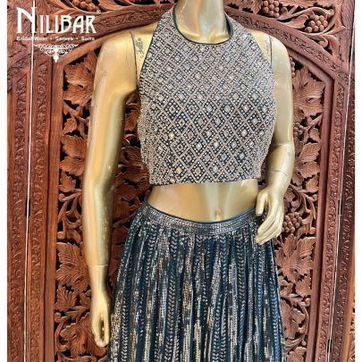 Pine Georgette Indo Western Palazzo Set