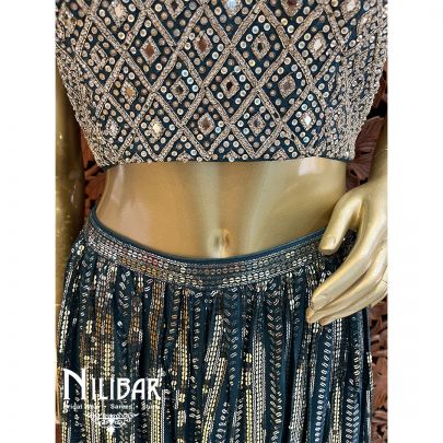 Pine Georgette Indo Western Palazzo Set