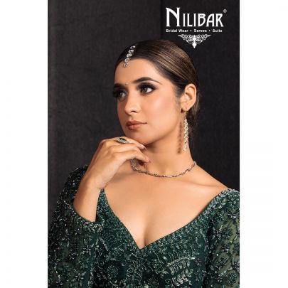 Bottle Green Net Engagement Lehenga