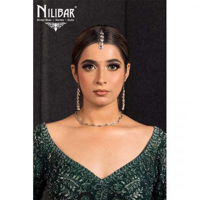 Bottle Green Net Engagement Lehenga