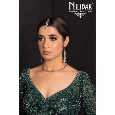 Bottle Green Net Engagement Lehenga