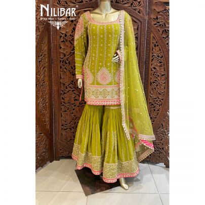 Green Net Georgette Garara Suit