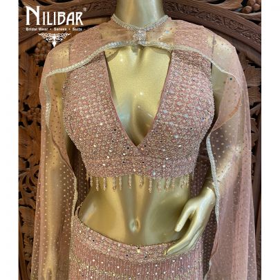 Pink And Green Georgette Net Sharara Suit