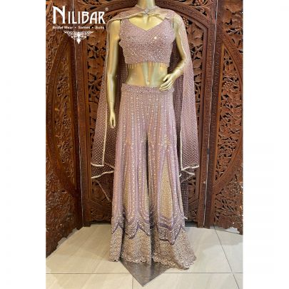 Lilac Georgette Net Sharara Suit
