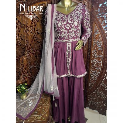 Mauve Pink Georgette Palazzo Suit