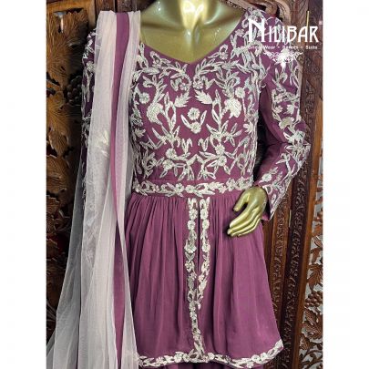 Mauve Pink Georgette Palazzo Suit
