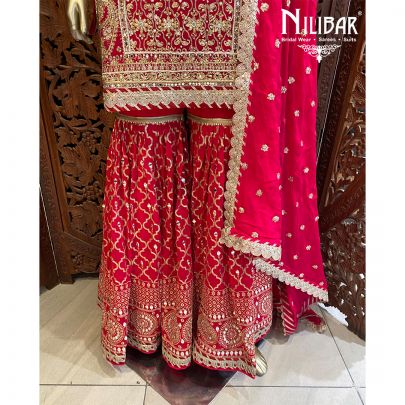 Magenta Georgette Chinon Suit