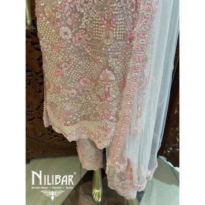 Baby Pink Net Silk Suit