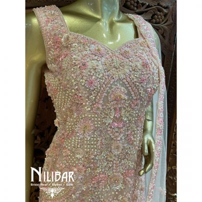 Baby Pink Net Silk Suit