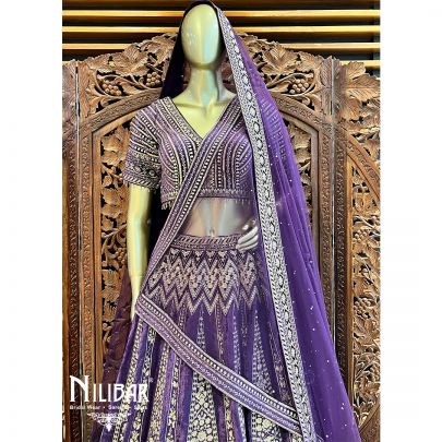 Violet Velvet Bridal Lehenga
