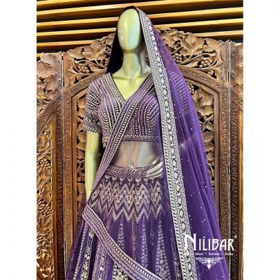 Violet Velvet Bridal Lehenga