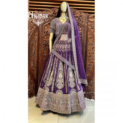Violet Velvet Bridal Lehenga