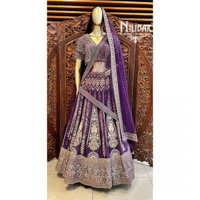 Violet Velvet Bridal Lehenga