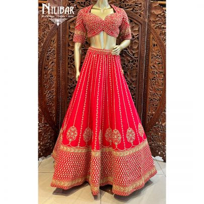 Apple Red Silk Bridal Lehenga