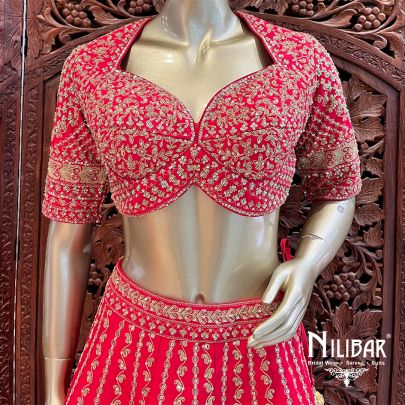 Apple Red Silk Bridal Lehenga