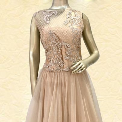 Dull Peach Net Gown