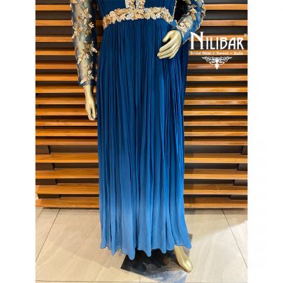 Blue Georgette Embroidered Gown