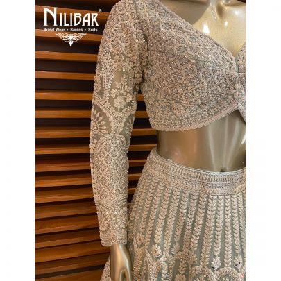 Ice Blue Net Lehenga