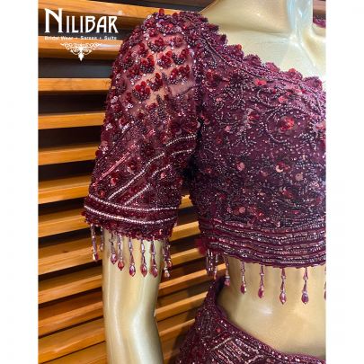 Red Wine Net Lehenga