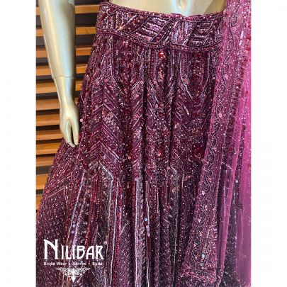 Red Wine Net Lehenga