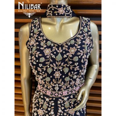 Navy Blue Silk Jumpsuit