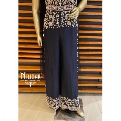 Navy Blue Silk Jumpsuit