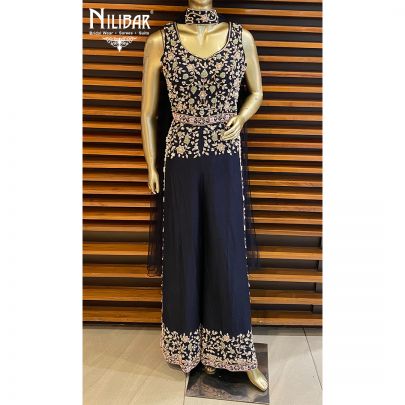 Navy Blue Silk Jumpsuit