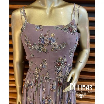 Mauve Georgette Printed Jumpsuit