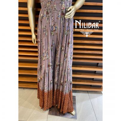 Mauve Georgette Printed Jumpsuit