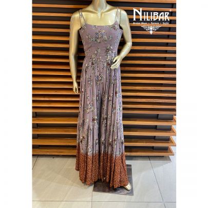 Mauve Georgette Printed Jumpsuit