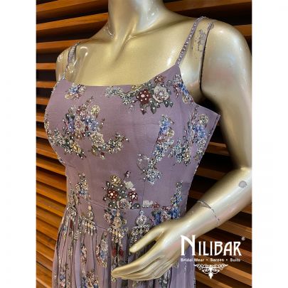 Mauve Georgette Printed Jumpsuit