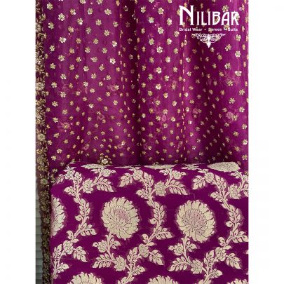 Jam Purple Georgette Organza Unstitched Suit