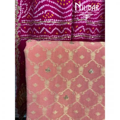 Pink Lame Banarasi Unstitched Suit