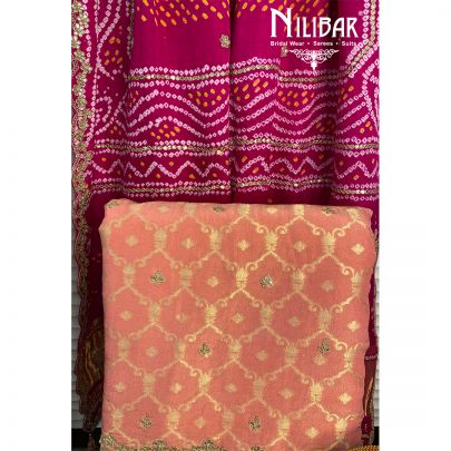 Pink Lame Banarasi Unstitched Suit