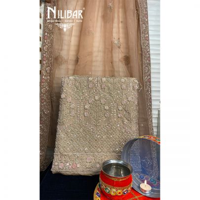 Rose Gold Lame silk Unstitched Suit