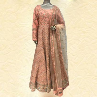 Peach Silk Anarkali Suit