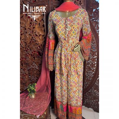 Multi Colour Georgette Palazzo Suit