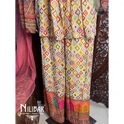 Multi Colour Georgette Palazzo Suit