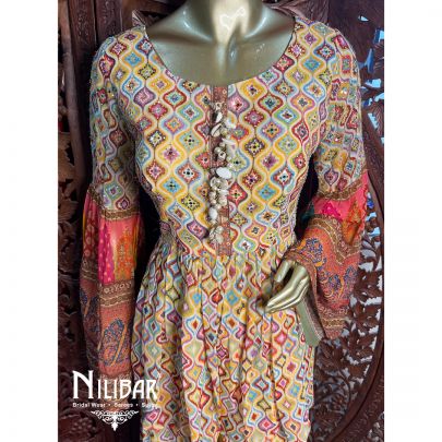 Multi Colour Georgette Palazzo Suit