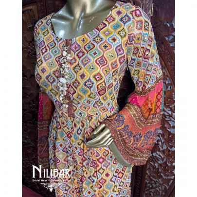 Multi Colour Georgette Palazzo Suit