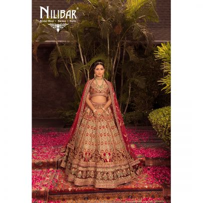 Mehroon and Mint Green Micro Velvet Lehnga.