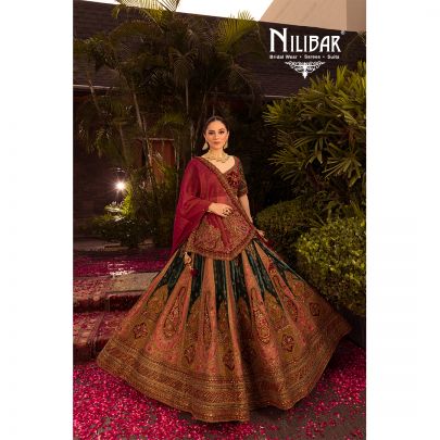 Multicolored Velvet Bridal Lehenga