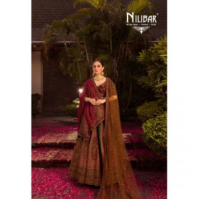 Multicolored Velvet Bridal Lehenga