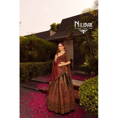 Multicolored Velvet Bridal Lehenga