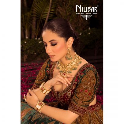 Multicolored Velvet Bridal Lehenga
