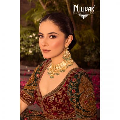 Multicolored Velvet Bridal Lehenga