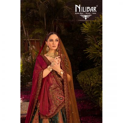 Multicolored Velvet Bridal Lehenga