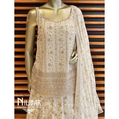 Cream Georgette Casual Lehenga